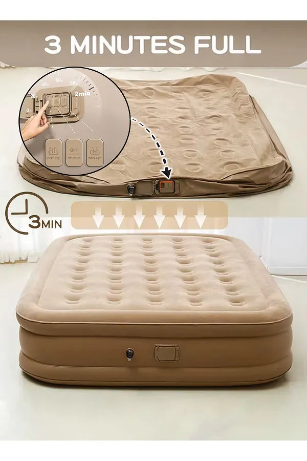 Premium Double Air Mattress with Built-In Pump – Self-Inflating Inflatable Bed for Camping, Indoor & Outdoor Comfort