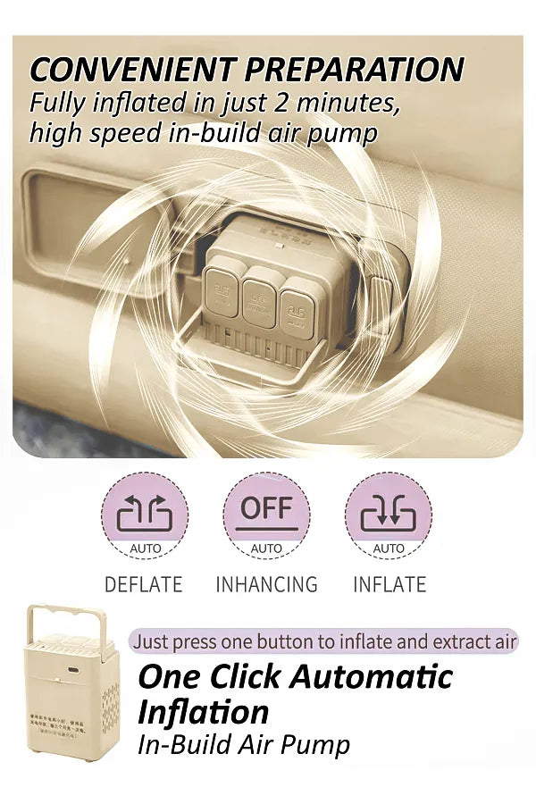 Premium Double Air Mattress with Built-In Pump – Self-Inflating Inflatable Bed for Camping, Indoor & Outdoor Comfort